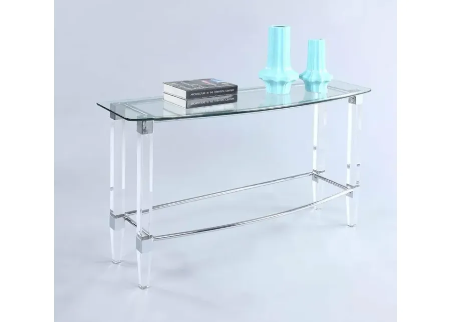 Chintaly Contemporary Rectangular Glass Top Sofa Table-51.97