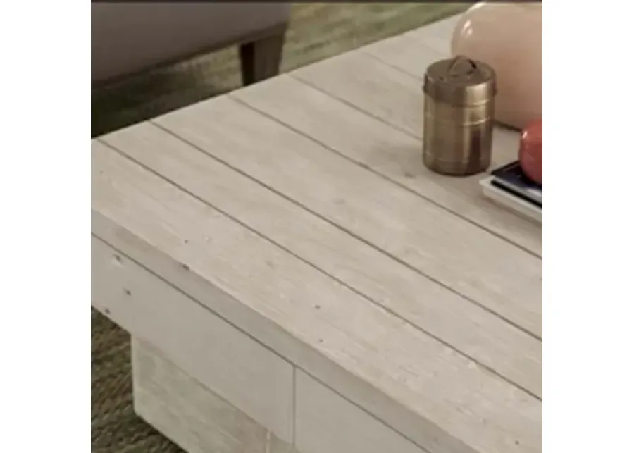 Hammary Reclamation Place Square Cocktail Table On Casters White Sand Finish-40