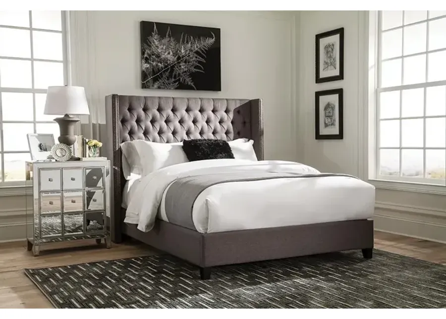 Coaster Bancroft Upholstered King Wingback Bed Grey-86
