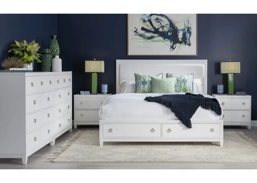 Legacy Classic Complete Upholstered Bed with Storage Queen White Finish Summerland White-64