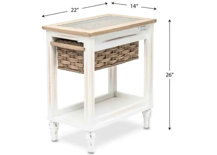 Seawinds Island Breeze Chairside Table Weathered Wood/White Finish-14