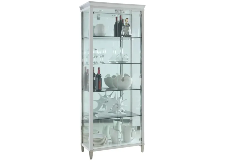 Chintaly Contemporary Tempered Glass Curio with Shelves Lighting & Locking Doors-31.5
