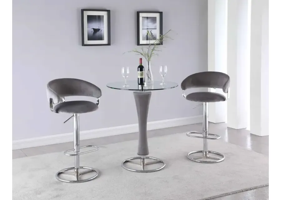 Chintaly Daniella Contemporary Round Glass Pub Table with Upholstered Pedestal-29.92