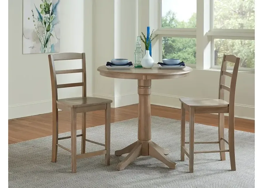 John Thomas Dining Essentials Madrid Wood Stool in Taupe Gray-18