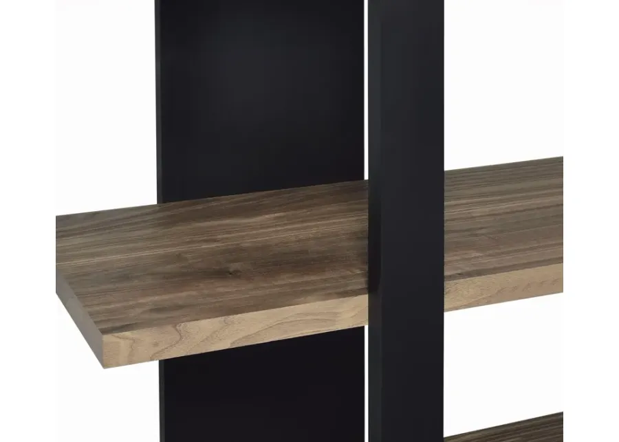 Coaster Danbrook 71 Inch 4-Shelf Bookshelf Black & Aged Walnut-47.25