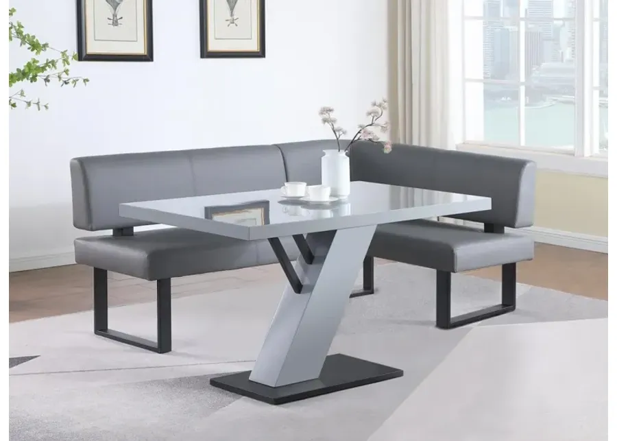 Chintaly Linden Grey Contemporary Upholstered Nook with Steel Legs-50.4
