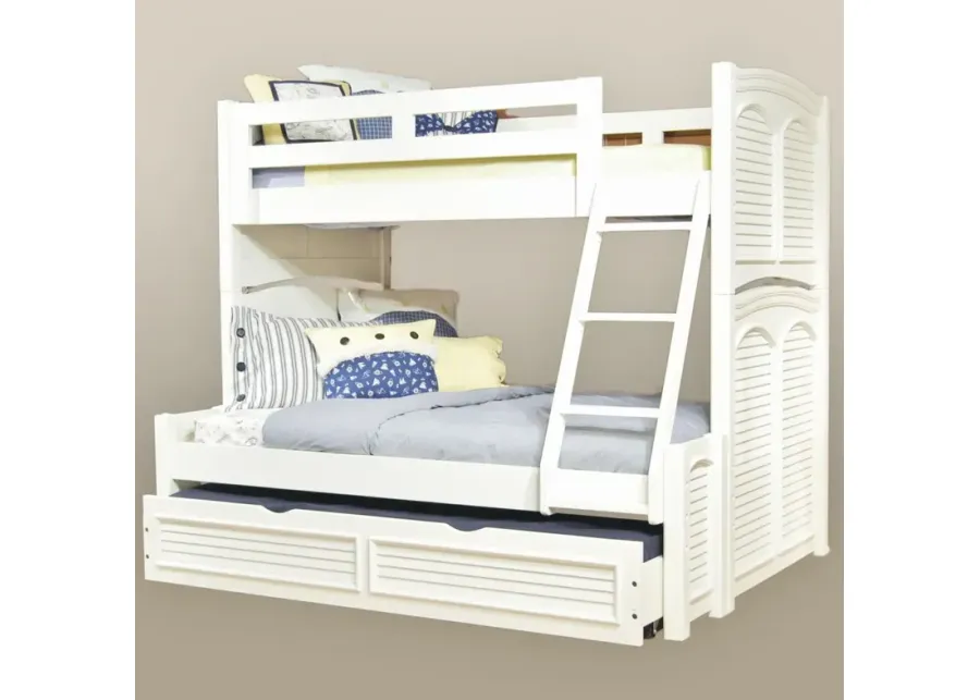 American Woodcrafters Cottage Traditions Complete 3/3 Over 4/6 Bunk Bed with Trundle in Clean White Cottage Finish-43