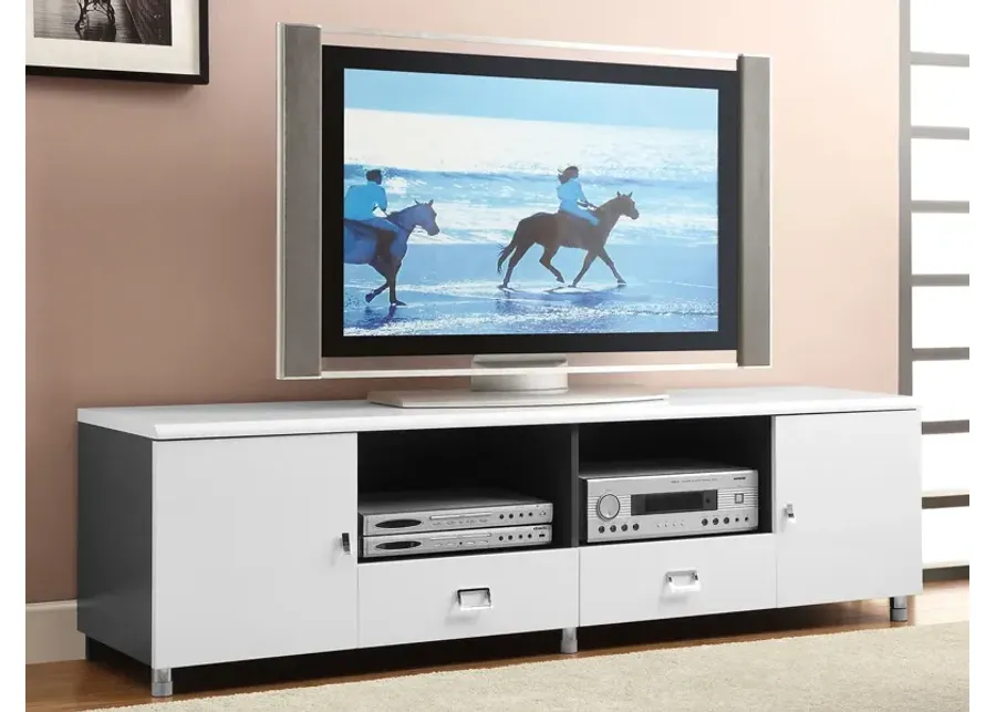 Coaster Burkett 2-Door Engineered Wood 71 Inch TV Stand White High Gloss-70.75
