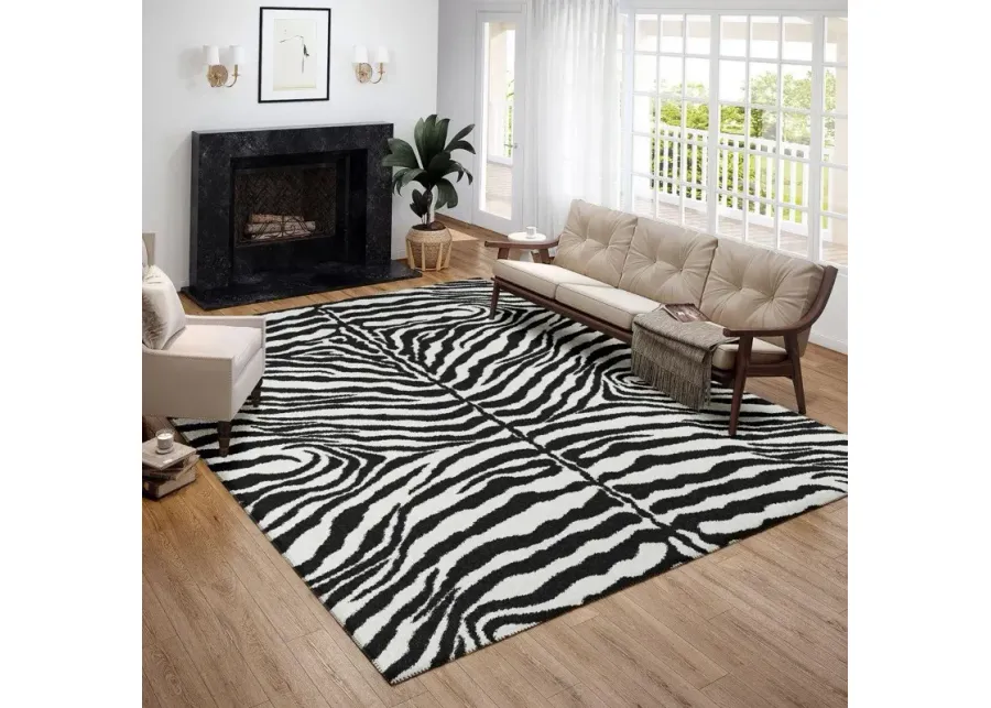 Dalyn Zebra Print Black & White Striped 5'X8' Area Rug-90