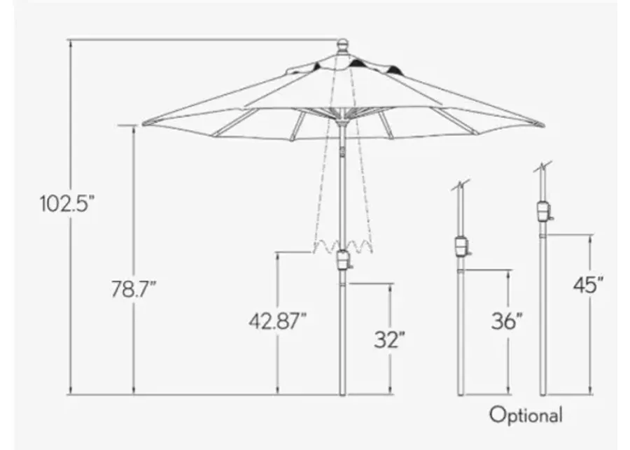 Treasure Garden Auqa 9' Octagon Anthracite Push Button Tilt Outdoor Umbrella