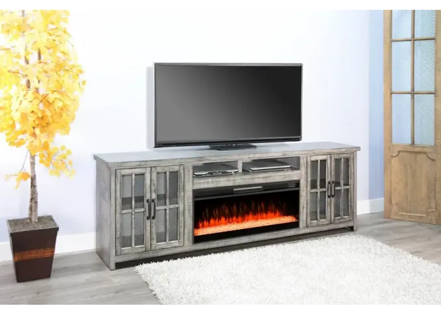Sunny Designs Alpine Grey Media TV Stand Console with Fireplace Option-98