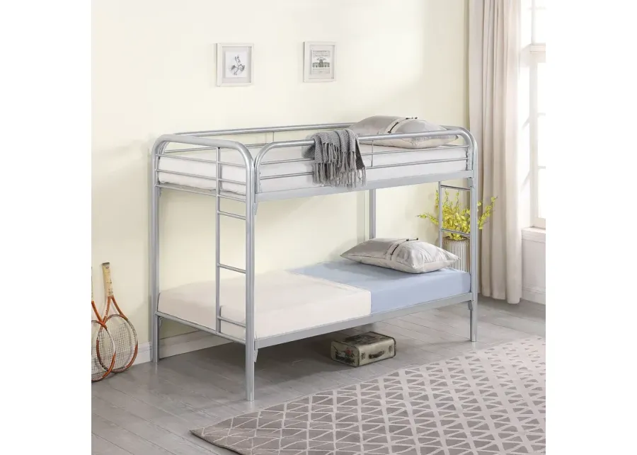 Coaster Morgan Metal Twin Over Twin Bunk Bed Silver-78.5