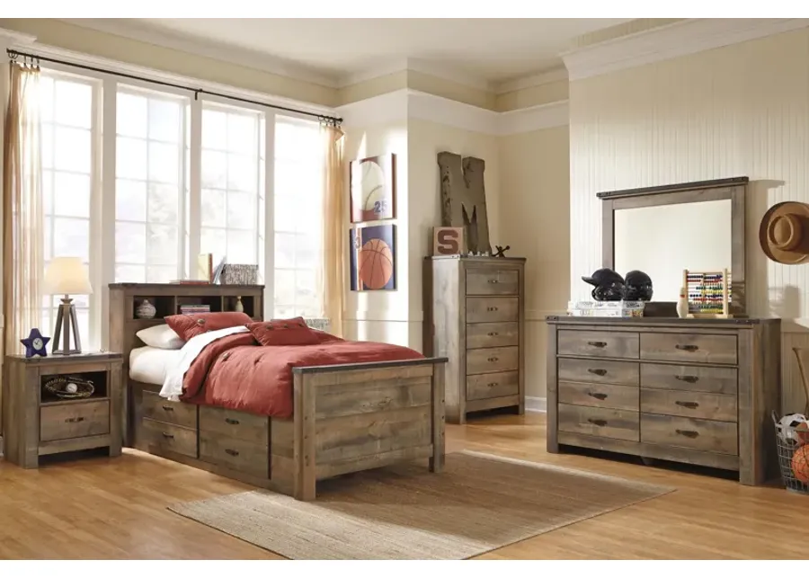 Ashley Trinell Rustic Brown Twin Bookcase Bed with 2 Storage Drawers-71