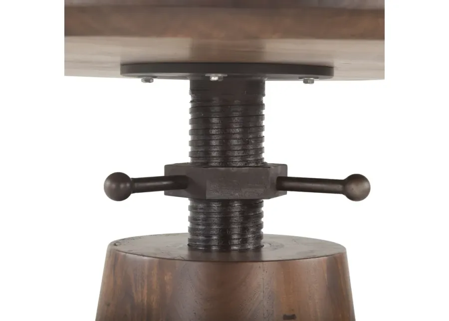 Home Trends Design Industrial Modern 40-Inch Round Adjustable Acacia Wood Dining Table-40