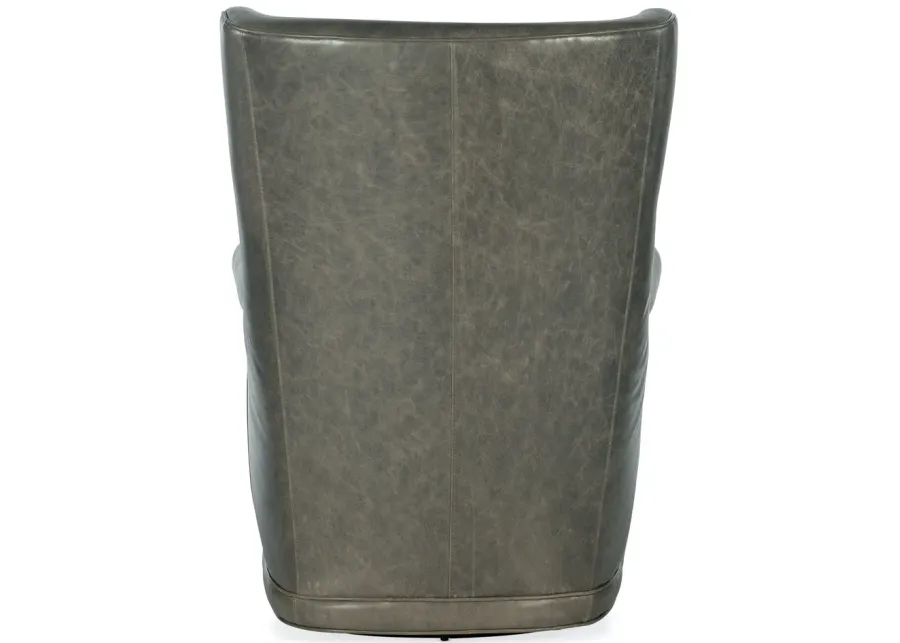 Hooker Furniture Mai Wing Bellaire Graige Swivel Club Leather Chair-30.5