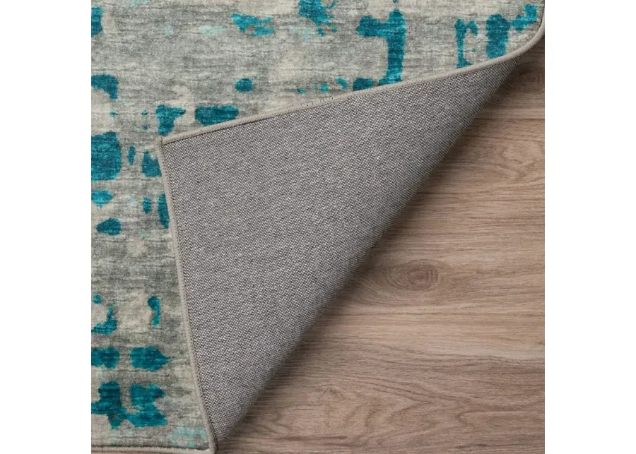 Dalyn Abstract Watercolor Turquoise On Gray Brisbane 5'X8' Area Rug-90