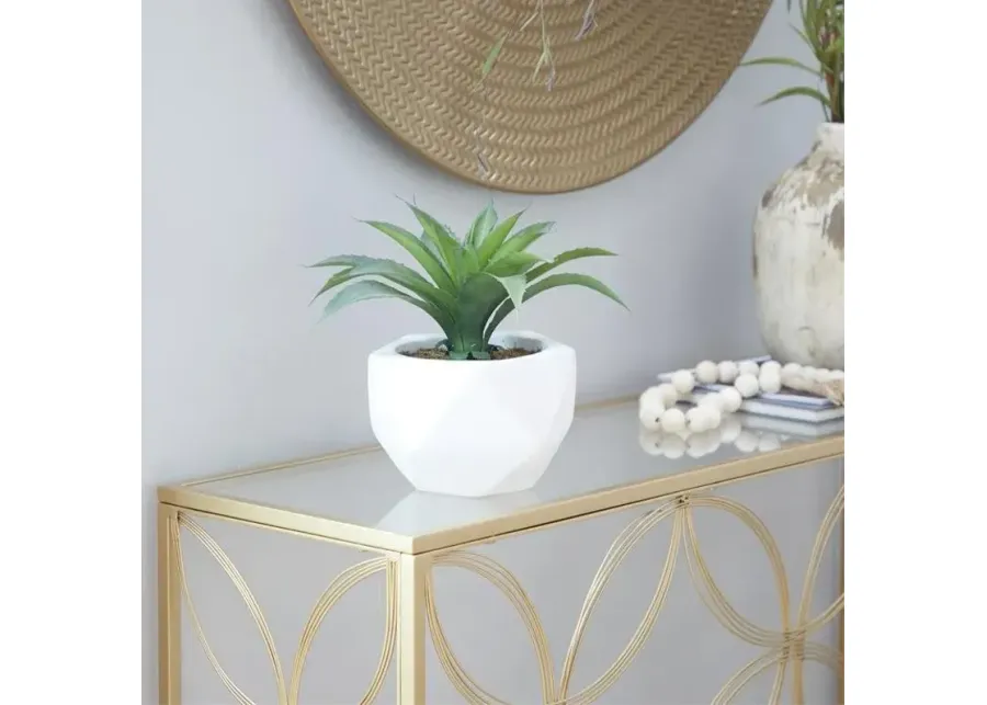 UMA Home Decor Green Faux Foliage Agave Artificial Plant with White Ceramic Pot-11.4