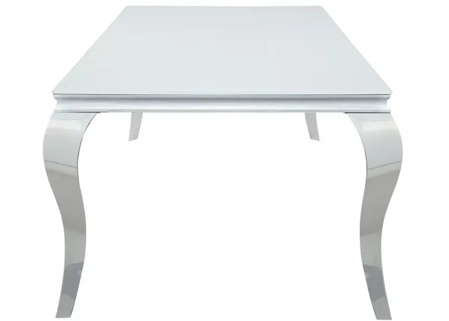 Coaster Carone Rectangular 81 Inch Glass Top Dining Table White-80.75