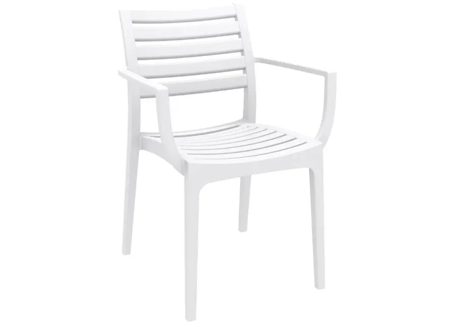 Compamia Artemis Resin Square Dining Set with 4 Arm Chairs White