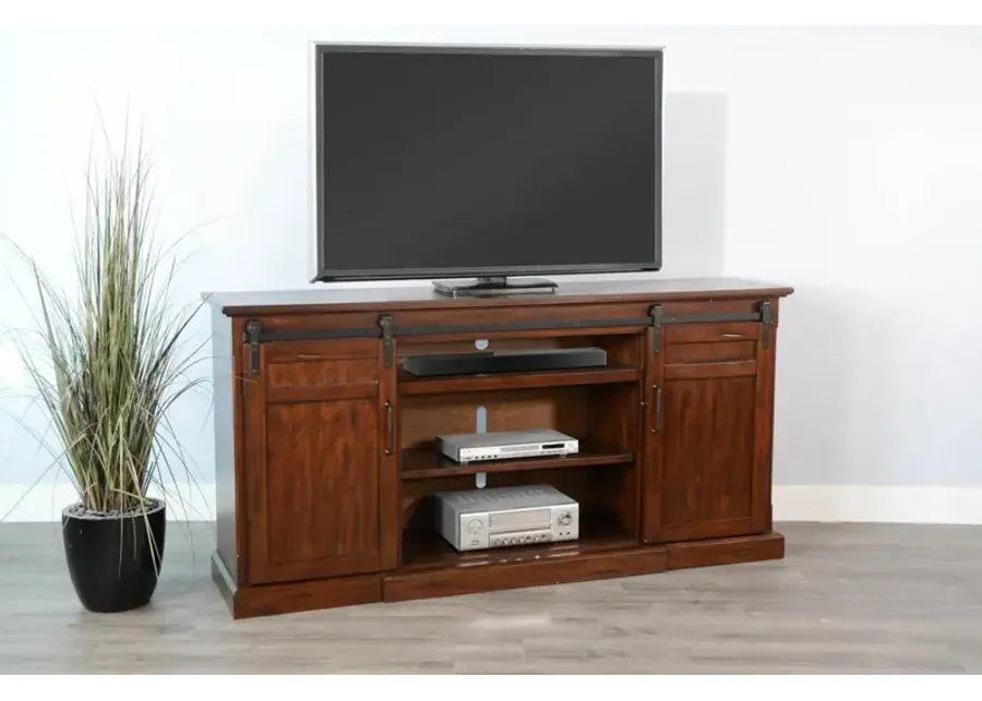 Sunny Designs Tuscany Vintage Mocha TV Stand Console with Fireplace Option-78