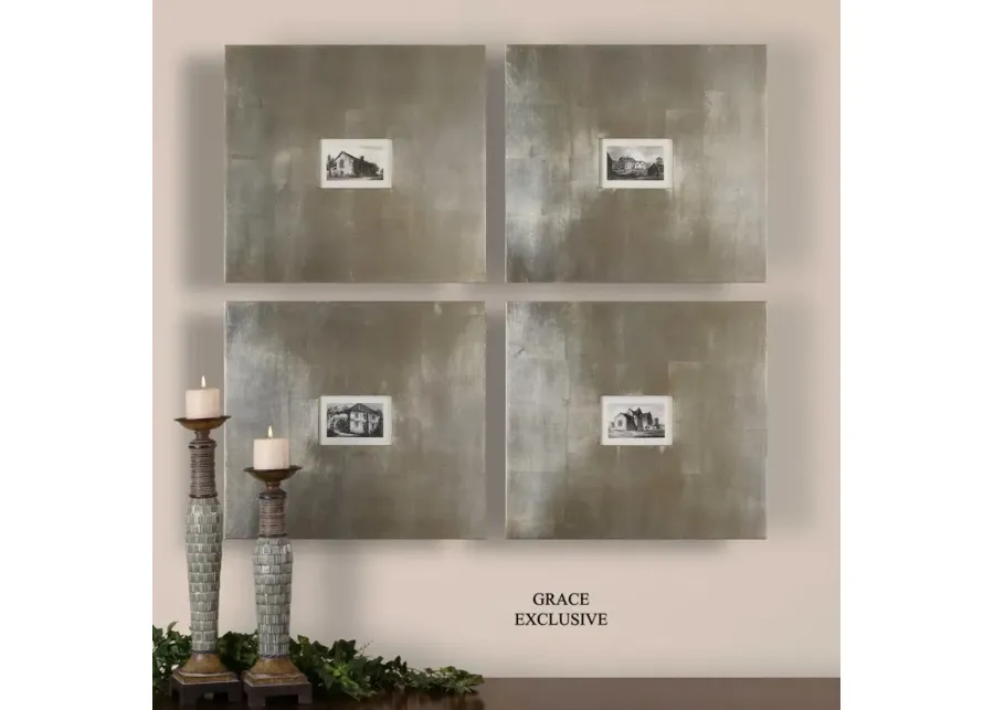 Uttermost by Grace Freyock Historical Buildings 4-Piece Champagne Silver Framed Wall Art-23.13