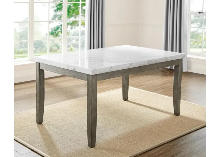 Steve Silver Emily 7-Piece White Marbletable With 6 Chairs Set In A Mossy Grey Finish-60