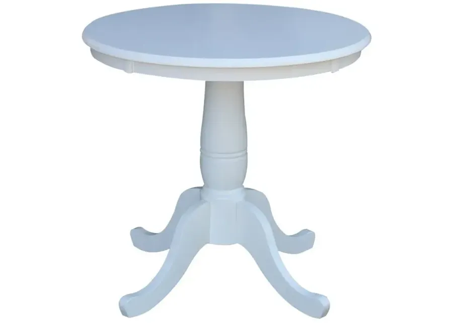 John Thomas Dining Essentials 30 Inch Round Table Top with 30 Inch Traditional Pedestal Base in Pure White-30