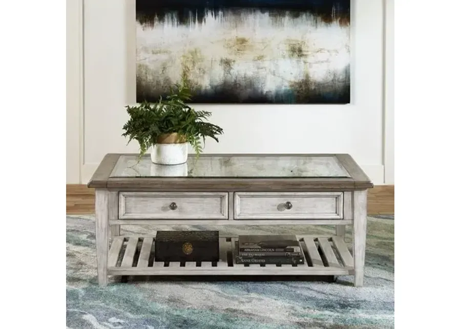 Liberty Furniture Heartland Antique White Ceiling Tile 2-Drawer Cocktail Table-52