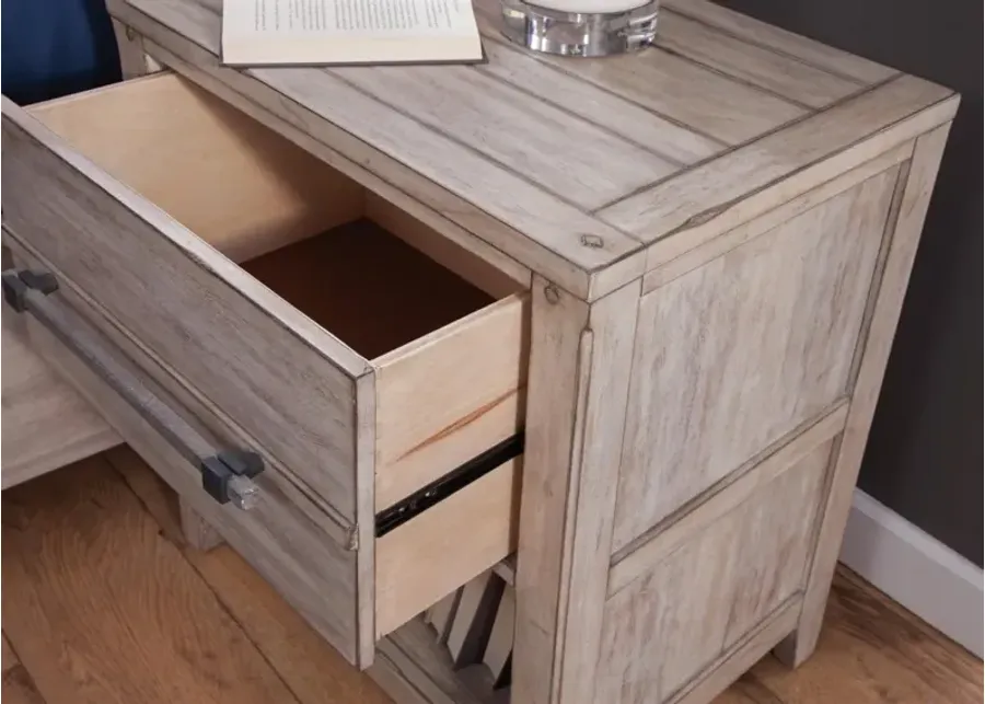 American Woodcrafters Aurora 2-Drawer Nightstand in Whitewash-24