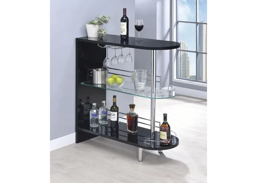 Coaster Adolfo Rectangular 2-Tier Home Bar Table Black High Gloss-39.5
