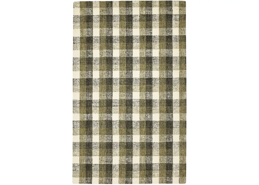 Tartan Khaki Area Rug - 9 0  X 13 0 
