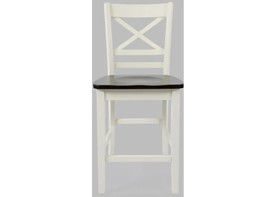 Jofran Asbury Park X-Back Stool White/Autumn Brown-18.5