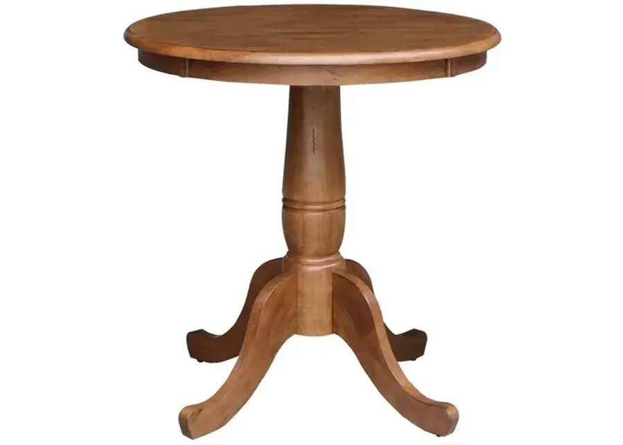 John Thomas Dining Essentials 36 Inch Round Table Top with 30 Inch Traditional Pedestal Base in Bourbon Oak-36