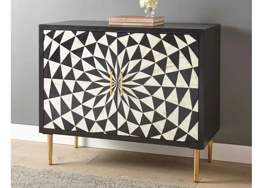 Steve Silver Benzara 2-Door Bone Inlay Accent Cabinet In Black & White-43.25
