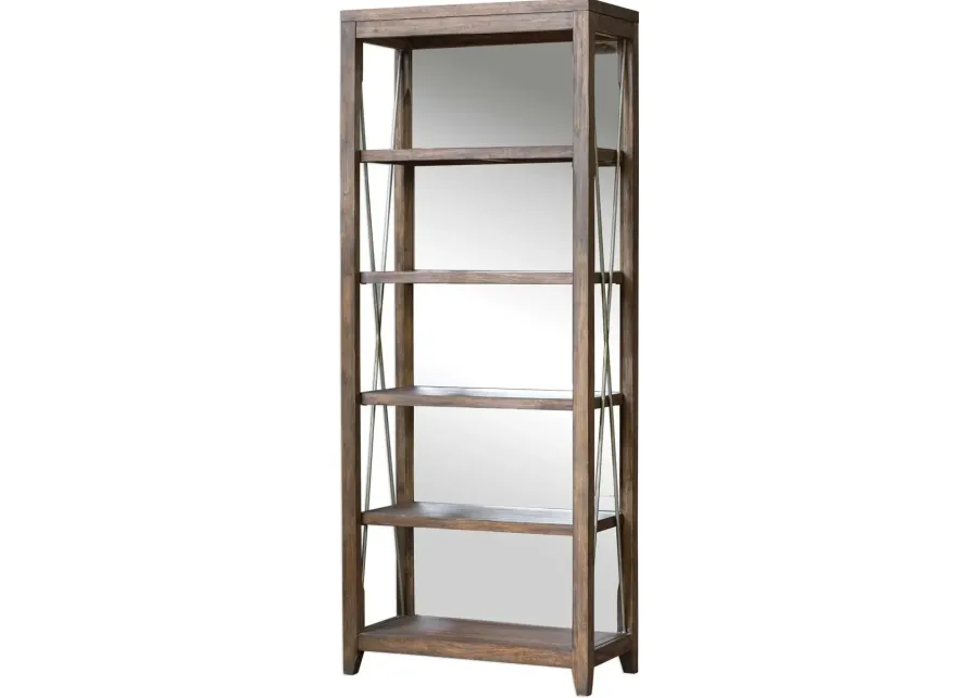 Uttermost Delancey Weathered Oak Etagere Bookcase-36