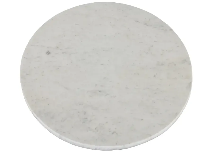 Home Trends Design Palm Springs 48-Inch Round White Marble Dining Table with Pedestal Base-48