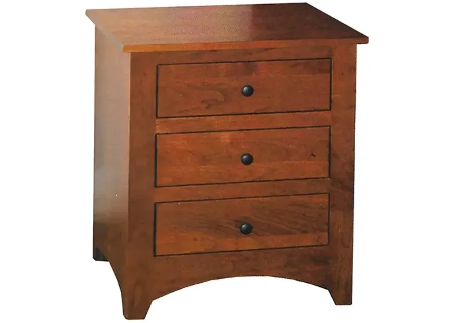 Archbold Shaker Tuscan Brown 3-Drawer Nightstand with Black Hardware-19