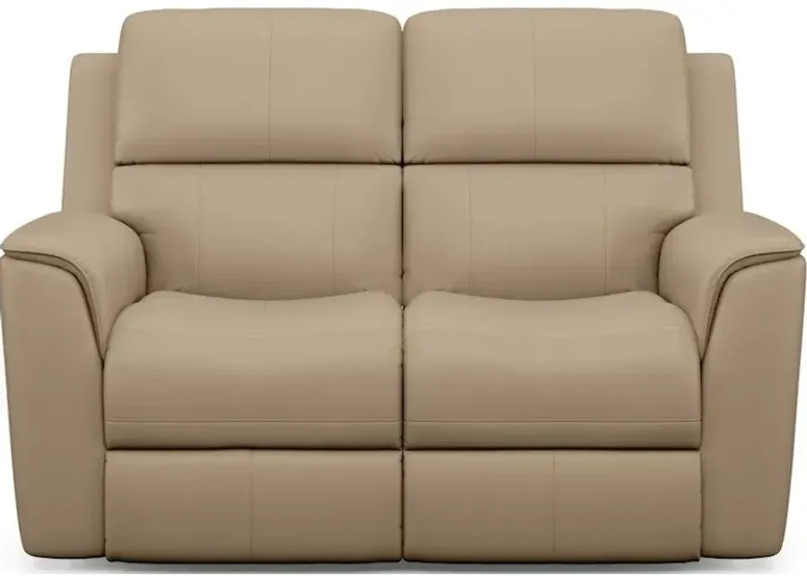 Flexsteel Henry Beige Leather Triple Power Reclining Loveseat-63