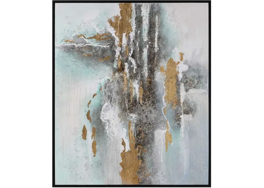 Uttermost Mountain Mist Black/Blue-Green/Dark Gray/Orange/White Hand Painted Canvas-51.75