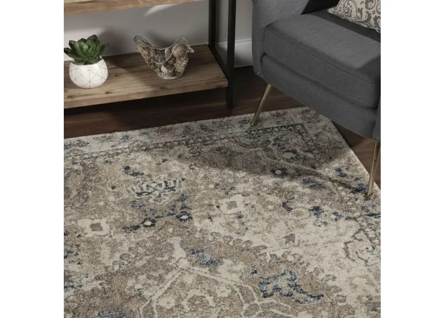 Dalyn Elegant Vintage-Inspired Antigua Linen 5'X8' Area Rug in Distressed Grey & Soft Blue-91