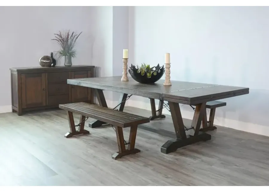 Sunny Designs Homestead Tobacco Leaf Extension 90-140 Inch Dining Table with Folding Leaves-140