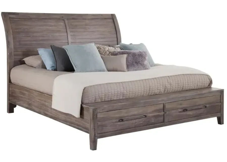American Woodcrafters Aurora Queen Sleigh Bed with Storage Footboard in Weathered Grey-89