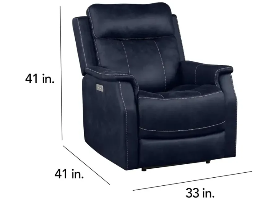 Steve Silver Valencia Ocean Blue Dual-Power Leatherette Recliner-33