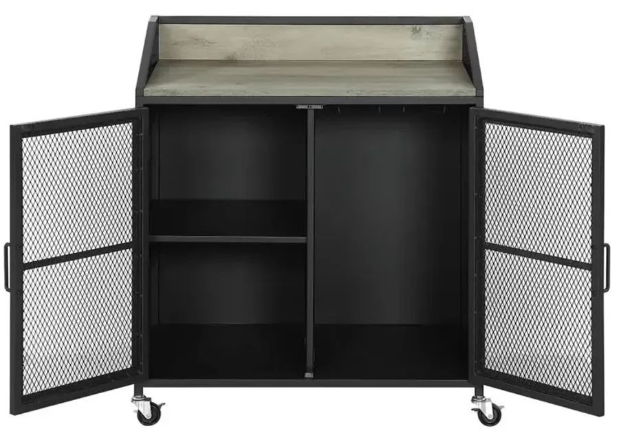Coaster Arlette 2-Door Mobile Home Bar Wine Cabinet Sandy Black-29.5