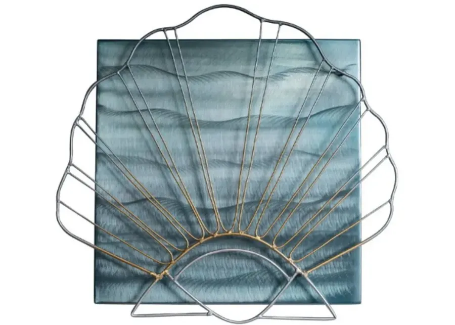 Copper Art Scallop On Square Metal Wall Sculpture-21