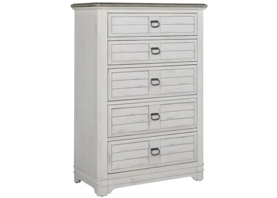 American Woodcrafters Meadowbrook Whitewash Chest with Sand Tops-40