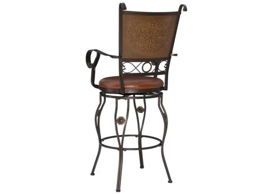 Powell Big & Tall Copper Stamped Back Bar Stool with Arms-23
