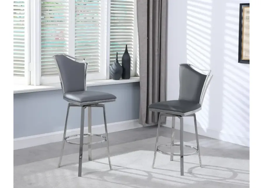 Chintaly Nadia Grey Contemporary Swivel Bar Stool with Design Back-17