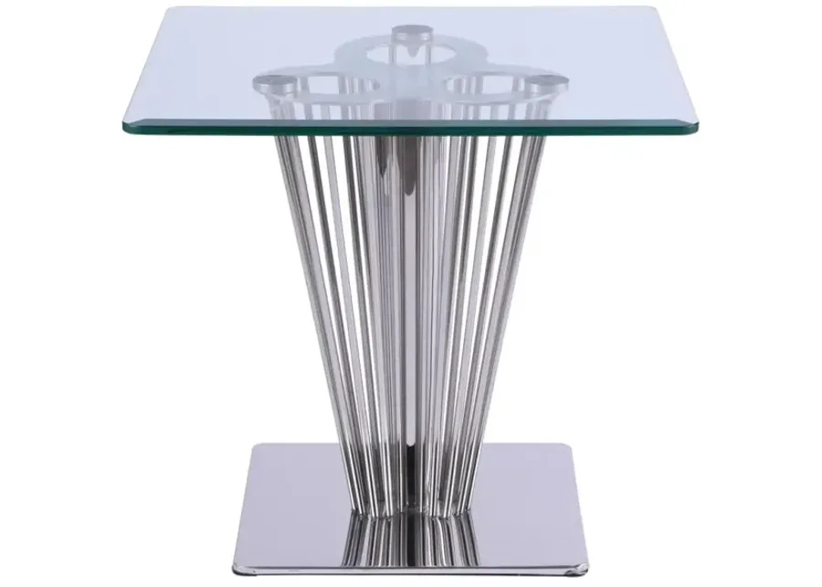 Chintaly Fernanda Contemporary Square Glass Lamp Side Table-23.62