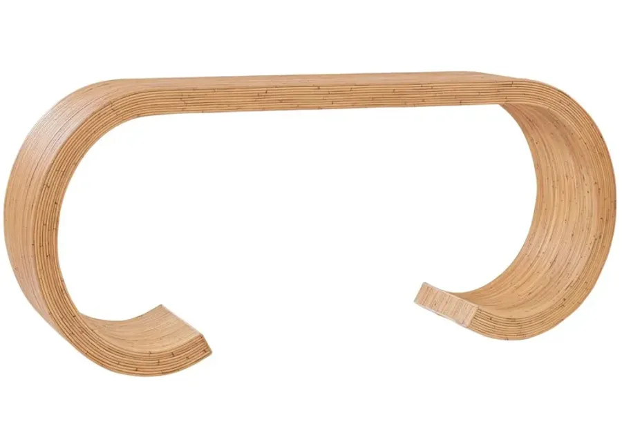 Universal Getaway Coastal Living Home St Lucia Natural Rattan Console Table-16